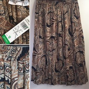 NWT Alfred Dunner 10P Paisley Pleated Long Skirt